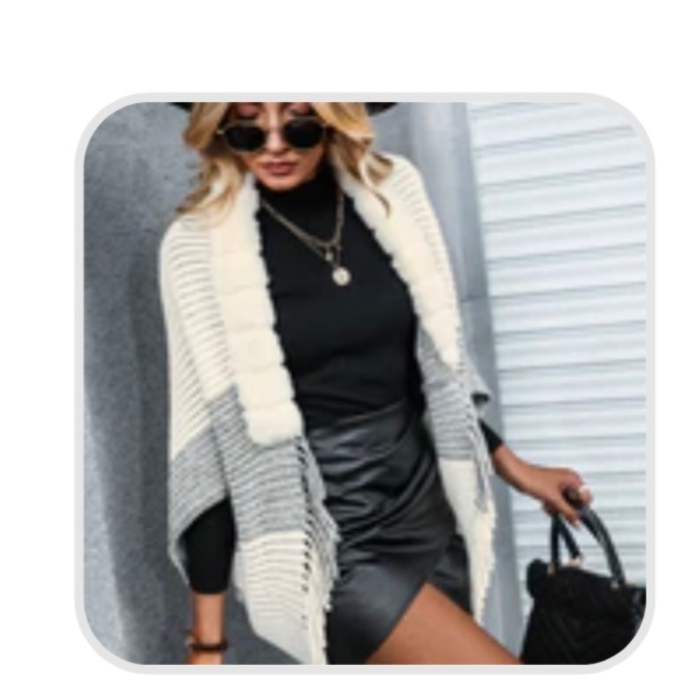 Fuzzy neck sweater